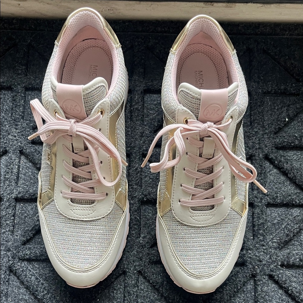 MICHAEL Michael Kors Pale Pink & Gold Women's Lace-Up Sneakers